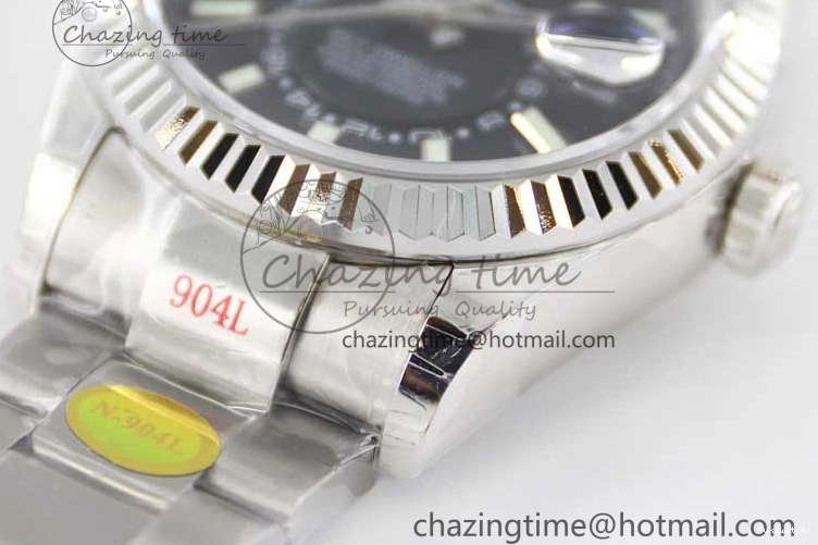to Best 1:1 Noob 23J Black Dial 326934 on SS Bracelet 904L Sky-Dweller SS Asian 9001 Edition 0705